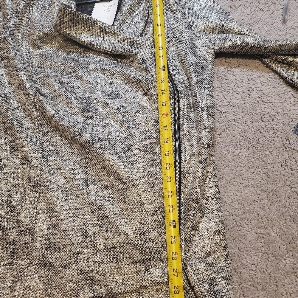 Stella and Dot Metallic Waterfall Zip Up Moto Style Blazer - Picture 7 of 11